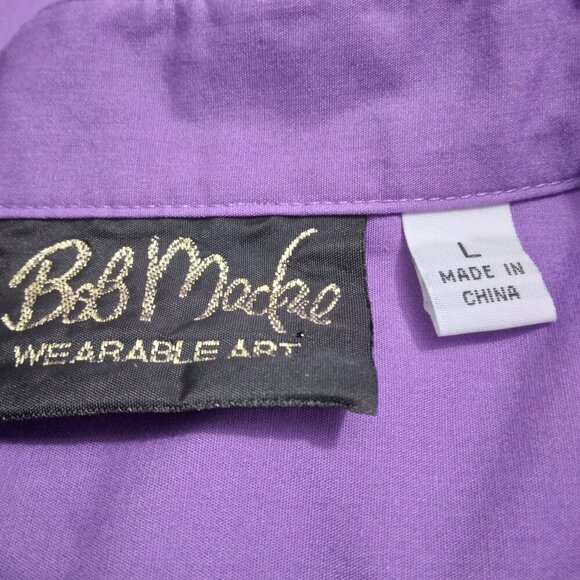 Bob Mackie | Purple Embroidered Rhinestone Button Front Shirt… - Picture 8 of 9